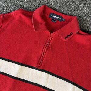 Vintage Polo Ralph Lauren Golf 1/4 Zip Polo Men XL Striped Spellout